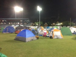 Tents in the outfield
