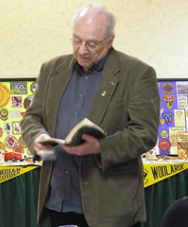 Photo of Charles Keltner-Shanks with Grandpa Harold's Bible